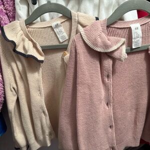 H&M girls’ Pink and Cream cardigans